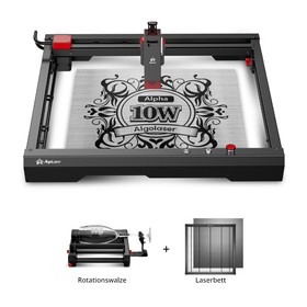AlgoLaser Alpha 10W Lasergravierer + Laserbett + Rotationswalze
